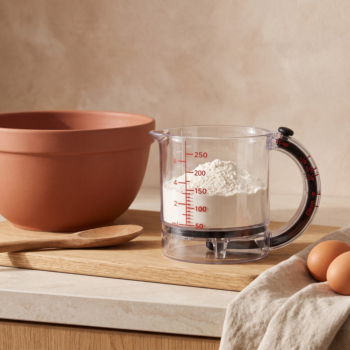 Measuring flour for baking